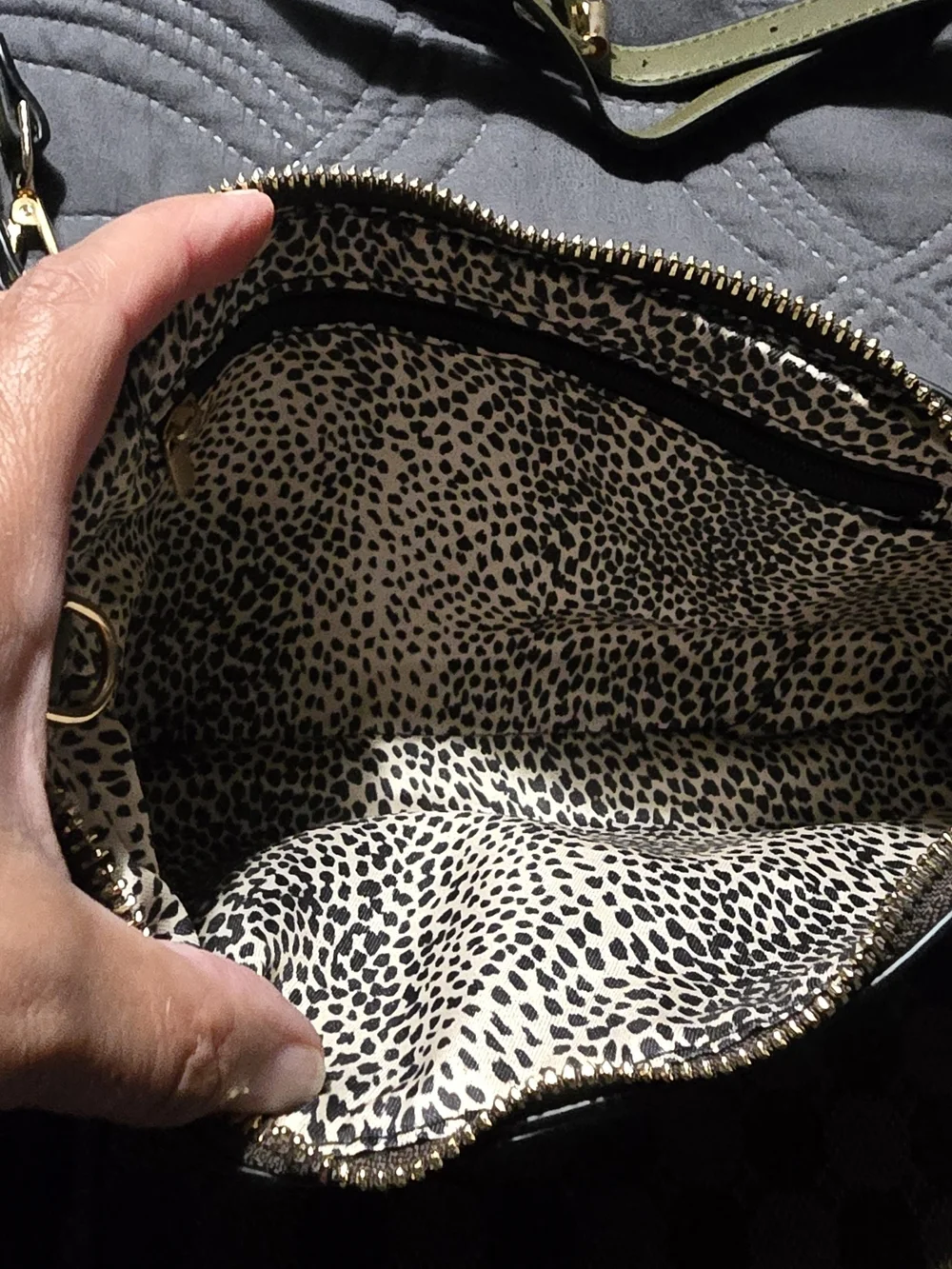 Brown Check Crossbody Bag with Olive Trim